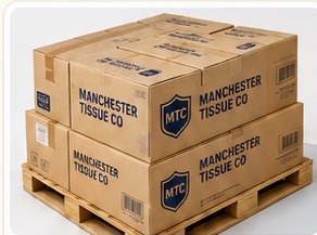 Manchester Tissue Co wholesale cases on a pallet