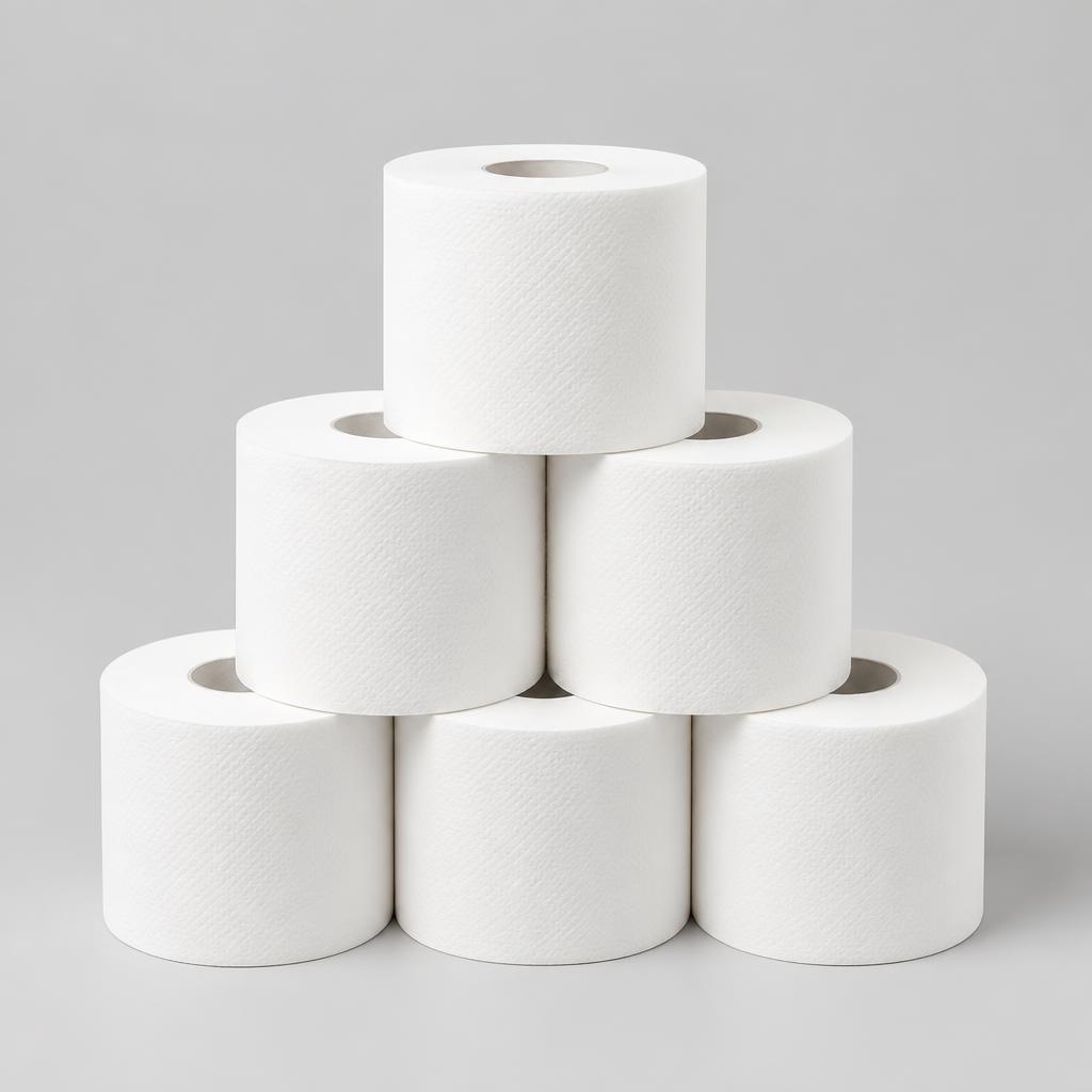 Placeholder photograph of white commercial toilet tissue rolls